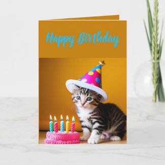 Cute Striped Kitten Birthday