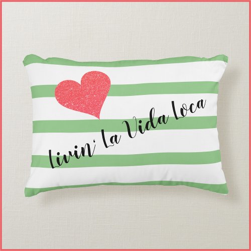 Cute Striped Livin La Vida Loca Heart Accent Pillow