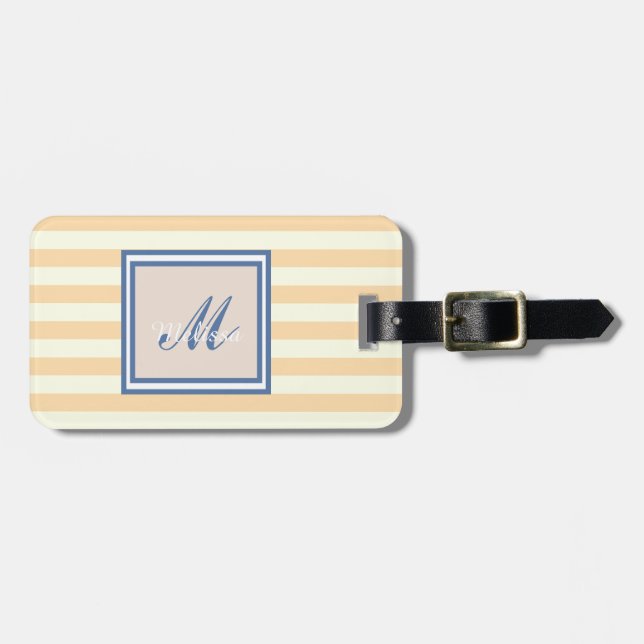 Cute  Striped Monogram-Personalized Luggage Tag (Front Horizontal)
