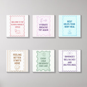Cute Striped Pastel School Nurse Office Canvas Photo Tile