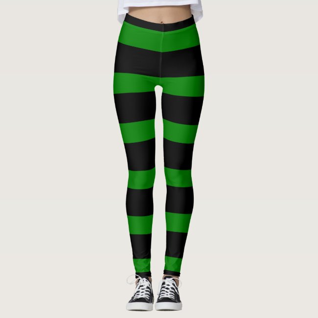 Cute Striped Pattern in Black and Kelly Green