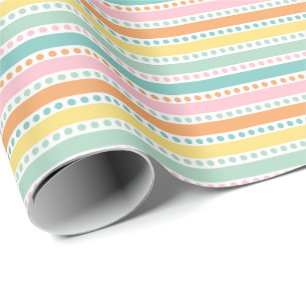 Cute stripes and polka dots in pastel colors wrapping paper
