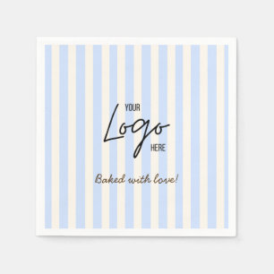 Cute Stripes Bakery Cafe Logo Baked With Love Napkins