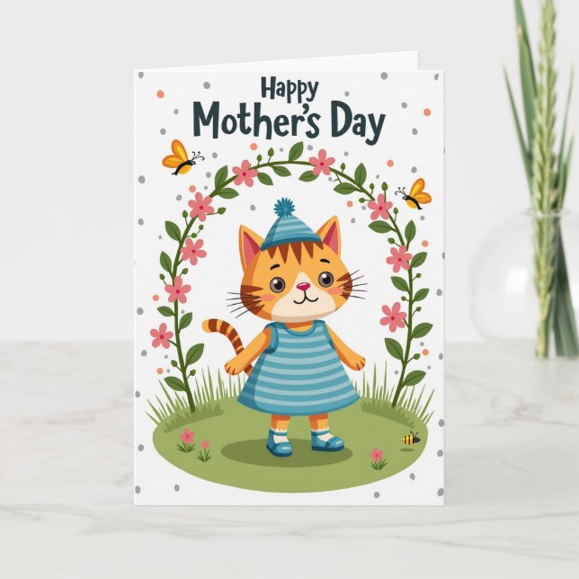 Cute Stripes Mothers Day Card (Front)