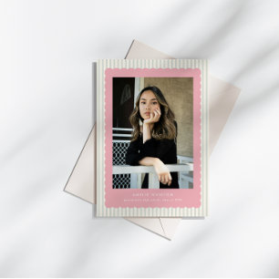 Cute Stripes Scallops Border Grad Announcement