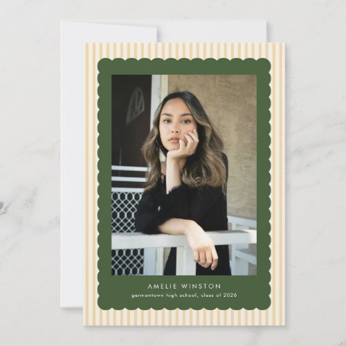 Cute Stripes Scallops Border Grad Announcement