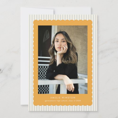 Cute Stripes Scallops Border Grad Announcement