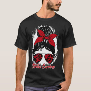 Cute Stroke Survivor Awareness Red Ribbon Brain At T-Shirt