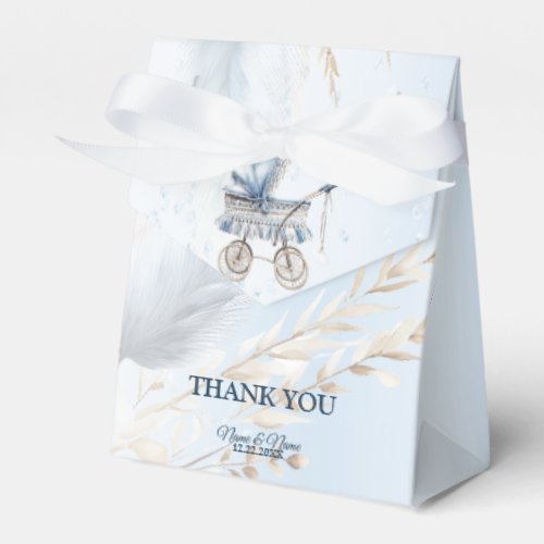 Cute Stroller Blue Floral Beautiful Party Favor Boxes