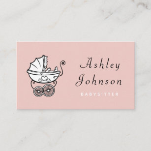 Cute Stroller Pretty Chic Babysitter Nanny Sweet Business Card
