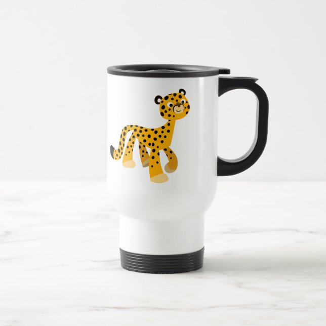 Cute Strolling Cartoon Cheetah Commuter Mug (Right)