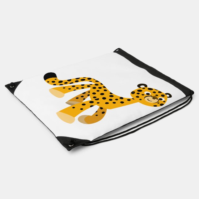 Cute Strolling Cartoon Cheetah Drawstring Backpack (Side)