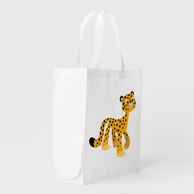 Cute Strolling Cartoon Cheetah Reusable Bag (Front Side)