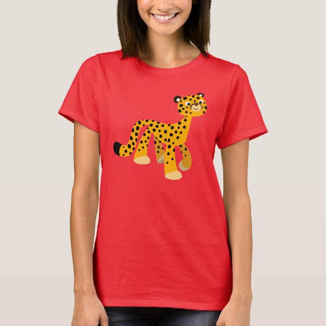 Cute Strolling Cartoon Cheetah Women T-Shirt (Front)