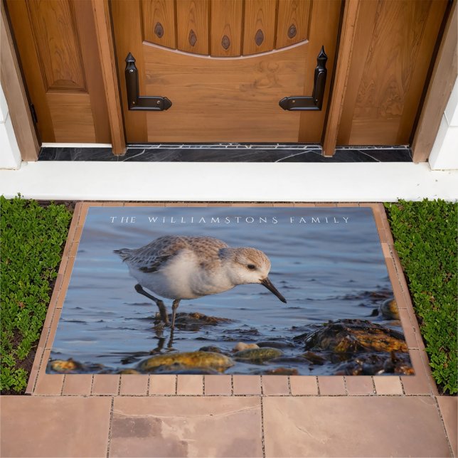 Cute Strolling Sanderling Sandpiper on the Shore Doormat (Outdoor)