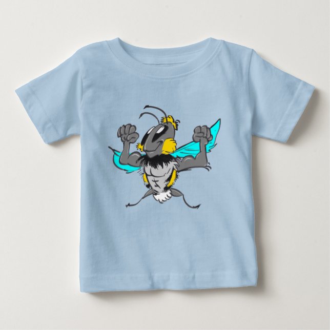 Cute Strong Bumble Bee Cartoon T-Shirt (Front)