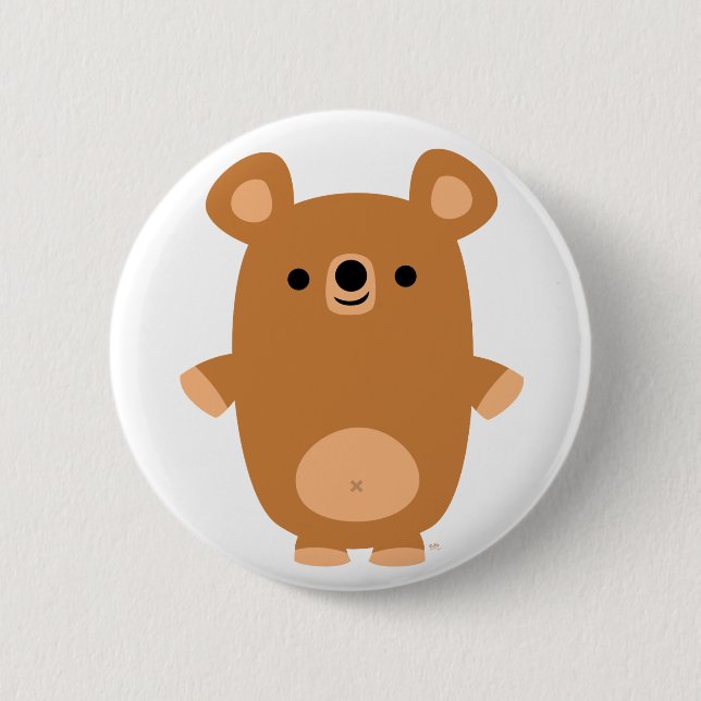 Cute Strong Cartoon Bear button badge (Front)
