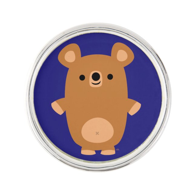 Cute Strong Cartoon Bear Lapel Pin (Front)