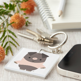 Cute Strong Cartoon Pig Acrylic Keychain