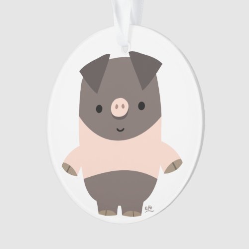 Cute Strong Cartoon Pig Acrylic Ornament