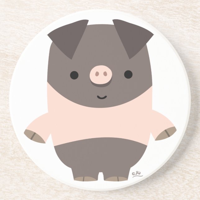 Cute Strong Cartoon Pig Coaster (Front)