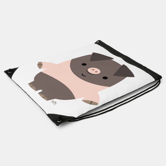 Cute Strong Cartoon Pig Drawstring Back Pack Bag (Side)