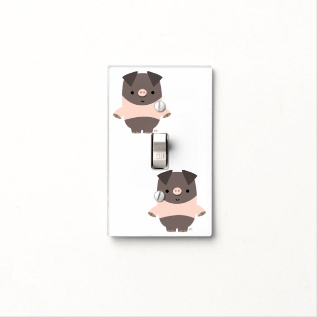 Cute Strong Cartoon Pig Light Switch Cover (In Situ)
