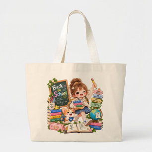 Cute Student and Puppy School Jumbo Tote Bag