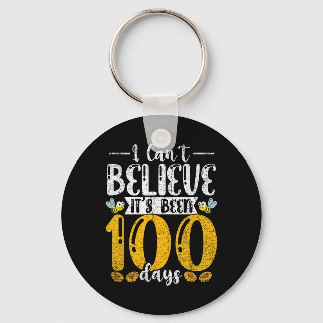 Cute Student Bee I Cant Believe Its Been 100 Days  Keychain (Front)