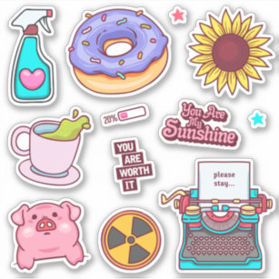 Cute Kawaii Coffee Lovers Latte Mug Stickers – Detour Shirts