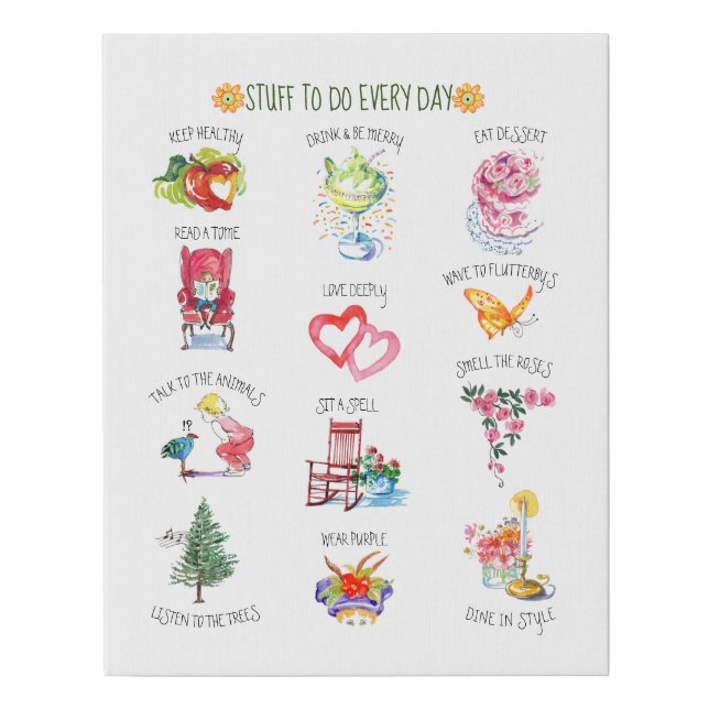 Cute Stuff to Do Daily Reminders— Faux Canvas Print (Front)