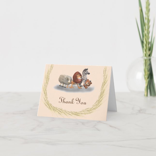 Cute Stuffed Animal Baby Shower Thank You Card (Front)