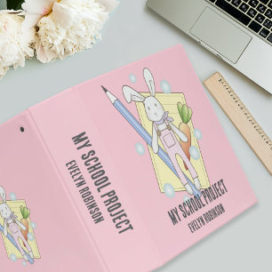 Cute Stuffed Animal Bunny Kids School 3 Ring Binder