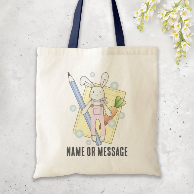 Cute Stuffed Animal Bunny Kids School Book Tote Bag (Creator Uploaded)