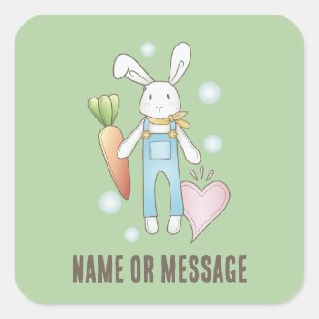 Cute Stuffed Animal Bunny Square Sticker by WindUpEgg at Zazzle