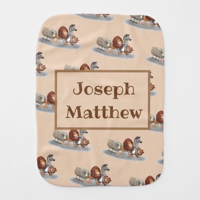 Cute Stuffed Animal Themed Burp Cloth (Front)