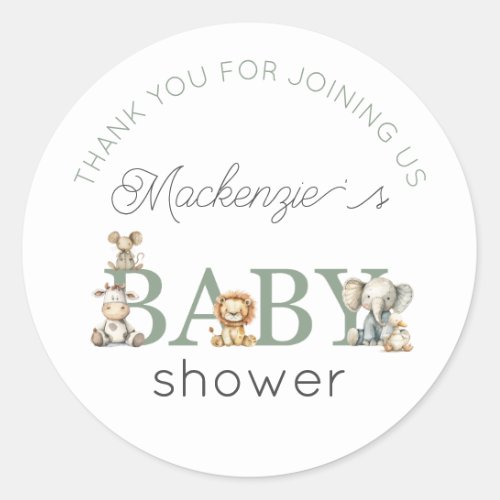 Cute Stuffed Animals Gender Neutral Baby Shower Classic Round Sticker