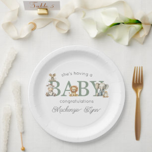 Cute Stuffed Animals Gender Neutral Baby Shower Paper Plates