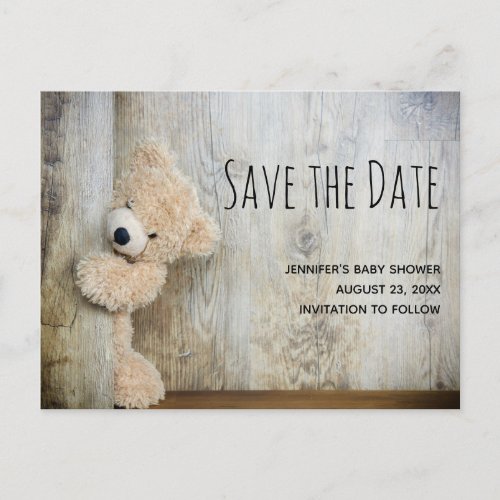 Cute Stuffed Bear Photo Save the Date Invitation Postcard