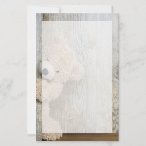 Cute Stuffed Bear Rustic Wooden Wall