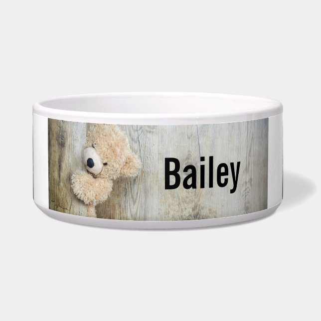 Cute Stuffed Bear Rustic Wooden Wall Bowl (Front)