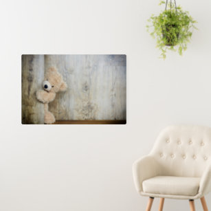 Cute Stuffed Bear Rustic Wooden Wall Foam Board