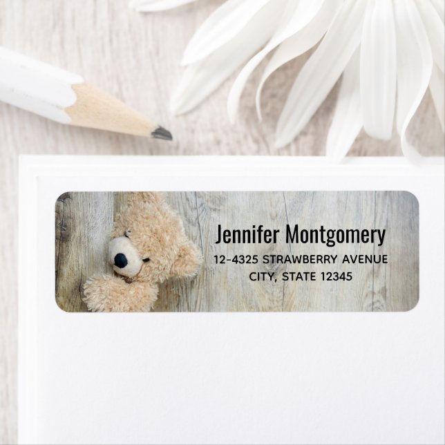  Cute Stuffed Bear Rustic Wooden Wall Label (Insitu)