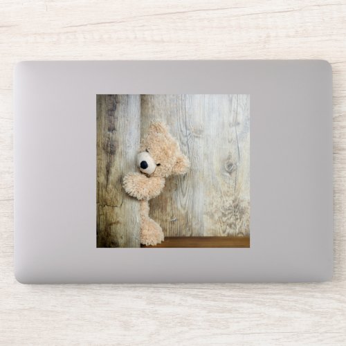 Cute Stuffed Bear Rustic Wooden Wall Sticker