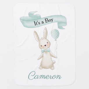 Cute Stuffed Bunny It's a Boy Baby Blanket