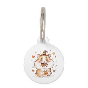 Cute Stuffed Cheeks Halloween Hamster Trick or Tre Pet ID Tag