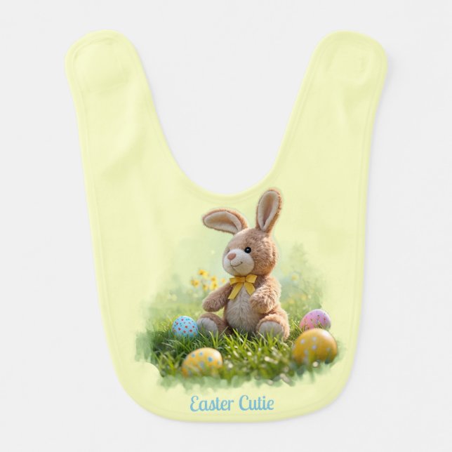 Cute Stuffed Easter Bunny Baby Bib (Front)
