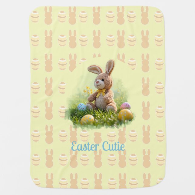 Cute Stuffed Easter Bunny Baby Blanket (Front)