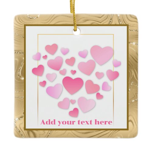 Cute Style Pink Hearts Romantic Valentine's Day Ceramic Ornament