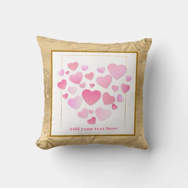 Cute Style Pink Hearts Romantic Valentine's Day Throw Pillow (Front)